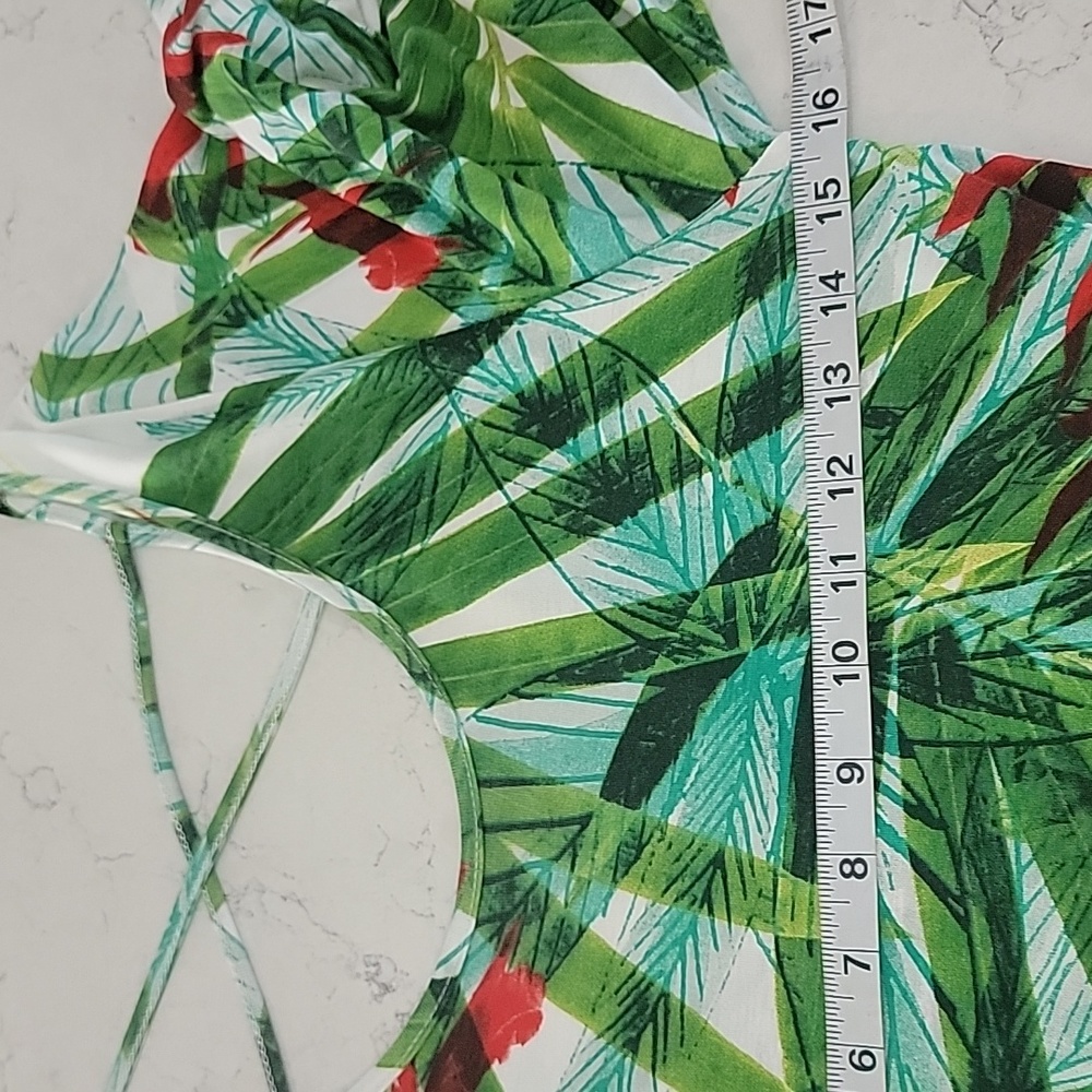 Viscose Made in Brazil green Tropical print dress size Medium - Picture 10 of 11